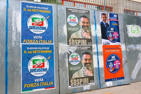 Photo for Italy  September 19, 2020: Election wall posters for Italian Costitutional Referendum on september 20-21 concerning the reduction of the number of parliamentarians - Royalty Free Image