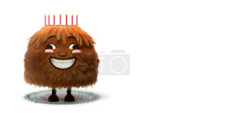 Photo for Funny soft toy Birthday Cake - 3D Illustration isolated on white background with space for your text or design - Royalty Free Image