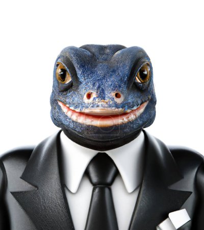 Téléchargez les photos : Portrait of Salamander in a business suit - Digital 3D Illustration on white background - en image libre de droit