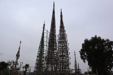 Photo for WATTS TOWERS by Simon Rodia, architectural structures, located in Simon Rodia State Historic Park, Los Angeles - California - USA - Royalty Free Image