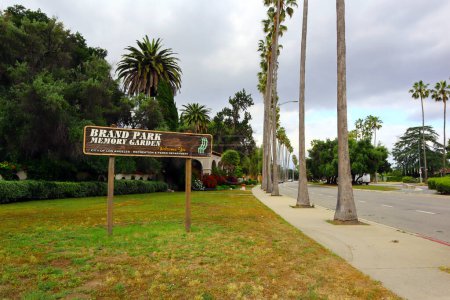 Photo for Los Angeles, California, USA - May 25, 2023: Brand Park Memory Garden located directly south of the Mission San Fernando Rey de Espana - Royalty Free Image