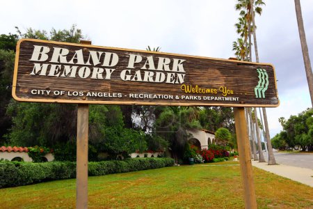 Photo for Los Angeles, California, USA - May 25, 2023: Brand Park Memory Garden located directly south of the Mission San Fernando Rey de Espana - Royalty Free Image