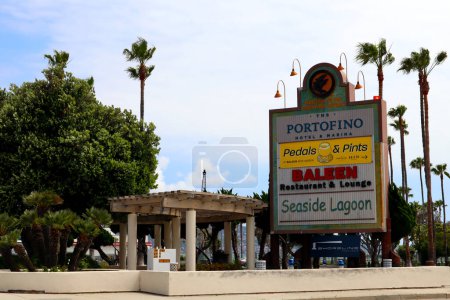 Photo for Redondo Beach, California, USA - May 26, 2023: welcome to the portofino district signboard - Royalty Free Image