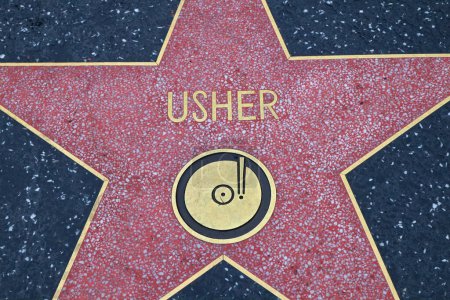Photo for USA, CALIFORNIA, HOLLYWOOD - 18 April 2019: Usher star on the Hollywood Walk of Fame in Hollywood, California - Royalty Free Image