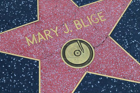 Photo for USA, CALIFORNIA, HOLLYWOOD - 18 April 2019: Mary J. Blige star on the Hollywood Walk of Fame in Hollywood, California - Royalty Free Image