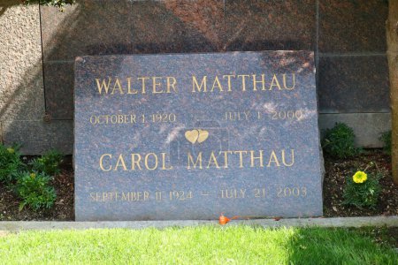 Photo for Los Angeles, California, USA - May 30, 2023: WALTER MATTHAU and CAROL MATTHAU grave at Pierce Brothers Westwood Village Memorial Park Cemetery and Mortuary - Royalty Free Image