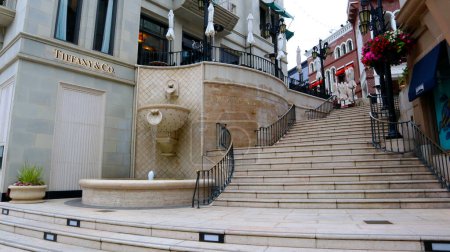 Photo for Beverly Hills, California, USA - June 1, 2023: Rodeo Drive Steps and Fountain - Royalty Free Image