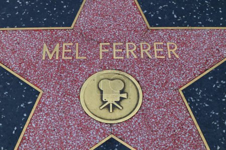 Foto de Hollywood (Los Ángeles), California Mayo 29, 2023: Star of Mel Ferrer on Hollywood Walk of Fame, Hollywood Boulevard - Imagen libre de derechos