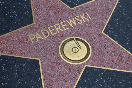 Photo for Hollywood (Los Angeles), California  May 29, 2023: Star of Paderewski on Hollywood Walk of Fame, Hollywood Boulevard - Royalty Free Image