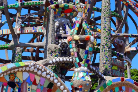 Photo for Los Angeles, California  June 3, 2023: detail of WATTS TOWERS by Simon Rodia, architectural structures, located in Simon Rodia State Historic Park at 1727 East 107th Street, Los Angeles - Royalty Free Image