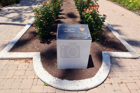 Photo for BEVERLY HILLS, California  July 2, 2023: Beverly Hills Centennial Rose and Time Capsule at Will Rogers Memorial Park a public Park in Beverly Hills located on Sunset Blvd, Cannon Dr and Beverly Drive - Royalty Free Image