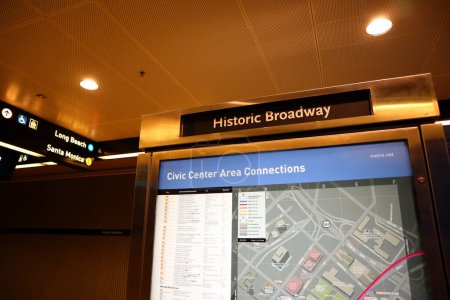 Foto de Los Ángeles, California 16 de junio de 2023: La histórica línea A del Metro de Broadway y la estación E Line se inauguraron el 16 de junio de 2023 - Imagen libre de derechos