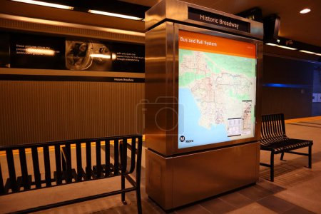 Photo for Los Angeles, California  June 16, 2023: Historic Broadway Metro Rail A Line and E Line Station opened on June 16, 2023 - Royalty Free Image