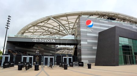 Photo for Los Angeles, California  June 7, 2023: BMO Stadium, home to Major League Soccers Los Angeles Football Club, Pepsi Plaza located in the Exposition Park - Royalty Free Image