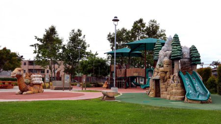 Photo for Los Angeles, California  June 5, 2023: Drum Barracks Park with children's playground at 1037 N Banning Blvd Los Angeles - Royalty Free Image