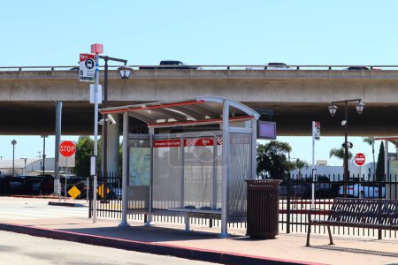 Photo for SAN DIEGO, California - June 30, 2023: San Diego MTS Metropolitan Transit System Bus stop - Royalty Free Image