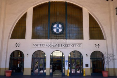 Photo for SAN DIEGO, California - June 30, 2023: San Diego SANTA FE Depot Trains - Royalty Free Image