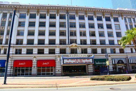 Foto de SAN DIEGO, California 30 de junio de 2023: El histórico edificio del teatro SPRECKELS en 121 Broadway, San Diego - Imagen libre de derechos