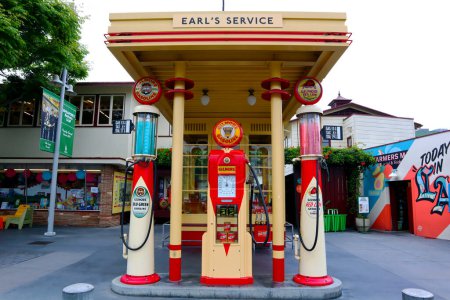 Photo for Los Angeles, California  June 9, 2023: Gilmore Oil Company Gasoline Station at The Original FARMERS MARKET, Los Angeles - Royalty Free Image