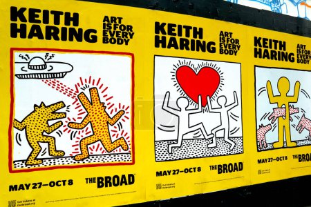 Photo for Los Angeles, California  June 8, 2023: KEITH HARING Posters to presents the first-ever The Broad Museum exhibition in Los Angeles of Keith Harings from May 27 to October 8, 2023 - Royalty Free Image