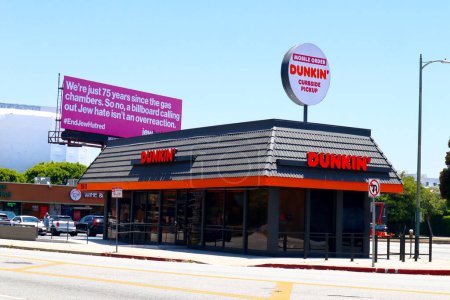 Photo for Los Angeles, California  July 4, 2023: DUNKIN' DONUTS - American multinational donut company - Royalty Free Image