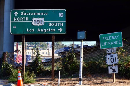 Foto de Los Angeles, California: Señal de entrada a la autopista US 101 - Imagen libre de derechos