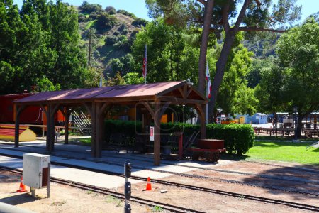 Photo for Los Angeles, California  October 3, 2023: Los Angeles Live Steamers Railroad Museum, railroad history and scale model railroad technology, located in Griffith Park, Los Angeles - Royalty Free Image