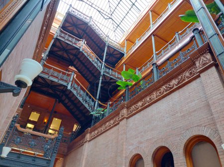 Photo for Los Angeles, California  November 20, 2023: The Bradbury Building, historic art deco building built in 1893 located at 304 South Broadway, Los Angeles - Royalty Free Image