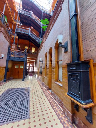 Photo for Los Angeles, California  November 20, 2023: The Bradbury Building, historic art deco building built in 1893 located at 304 South Broadway, Los Angeles - Royalty Free Image