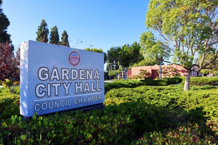 Téléchargez les photos : Gardena, Californie 15 octobre 2023 : Gardena City Hall at 1700 W 162nd St, Gardena - en image libre de droit