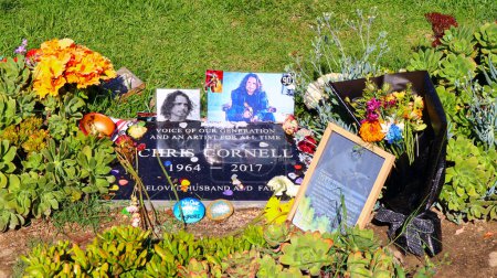 Photo for Los Angeles, California - October 16, 2023: CHRIS CORNELL grave at Hollywood Forever Cemetery located at 6000 Santa Monica Blvd - Royalty Free Image