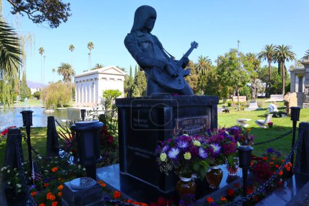 Photo for Los Angeles, California  October 16, 2023: JOHNNY RAMONE, Born John Cummings, grave at Hollywood Forever Cemetery located at 6000 Santa Monica Blvd - Royalty Free Image