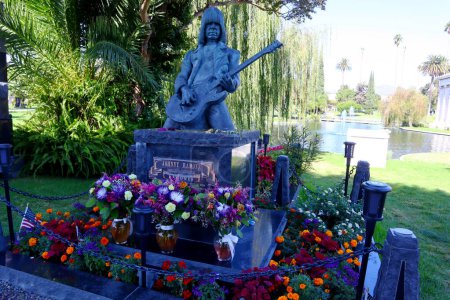 Photo for Los Angeles, California  October 16, 2023: JOHNNY RAMONE, Born John Cummings, grave at Hollywood Forever Cemetery located at 6000 Santa Monica Blvd - Royalty Free Image