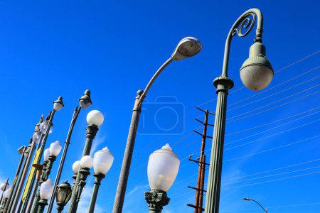 Photo for Los Angeles, California  November 22, 2023: Public Art VERMONICA a street lighting sculpture by artist Sheila Klein located at on Santa Monica Boulevard at Lyman Place - Royalty Free Image