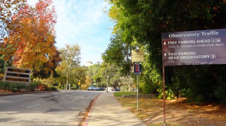 Photo for Los Angeles, California - 11 December 2023: Griffith Park Entrance Sign. Griffith Park is one of the largest municipal parks with urban wilderness areas in the US - Royalty Free Image