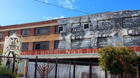 Photo for Los Angeles, California - 29 November 2023: Los Angeles Arts District, Angel City Brewery historic building at 216 S Alameda St, Los Angeles - Royalty Free Image