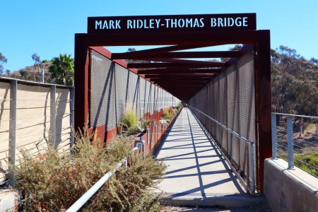 Photo for Los Angeles, California - October 4, 2023: Mark Ridley-Thomas Bridge in Baldwin Hills leading into Kenneth Hahn State Park - Royalty Free Image