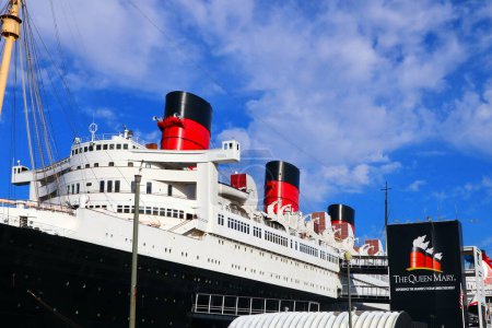 Photo for Long Beach, California - October 7, 2023: Queen Mary Ship. Retired British ocean liner transformed into a museum, restaurant and hotel - Royalty Free Image