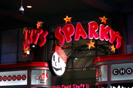 Photo for Universal City, Hollywood, California - October 3, 2023: Sparky's Mini Donuts and Chocolates on CityWalk at Universal Studios Hollywood - Royalty Free Image