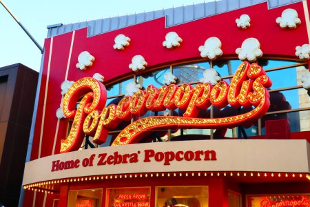 Photo for Universal City, Hollywood, California - October 3, 2023: POPCORNOPOLIS Home of Zebra Popcorn on CityWalk at Universal Studios Hollywood - Royalty Free Image