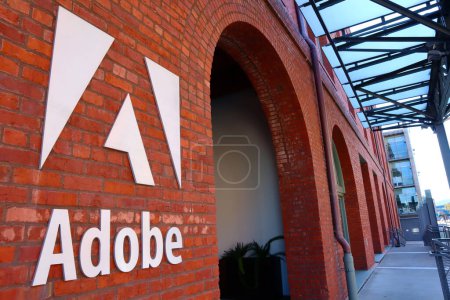 Photo for San Francisco, California - October 23, 2023: Adobe Systems Incorporated Building. Built in 1905. The Baker and Hamilton Building located at 601 Townsend Street - Royalty Free Image