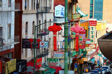 Photo for San Francisco, California - October 21, 2023: view of Chinatown, chinese ethnic neighborhood in San Francisco downtown - Royalty Free Image