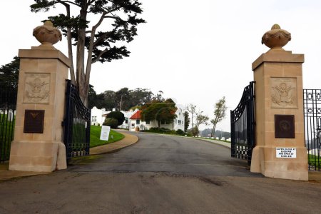 Photo for San Francisco, California - October 24, 2023: San Francisco National Cemetery Entrance in Presidio Park - Royalty Free Image