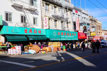 Photo for San Francisco, California - October 25, 2023: view of Chinatown, chinese ethnic neighborhood in San Francisco downtown - Royalty Free Image