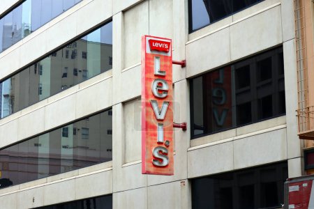 Photo for San Francisco, California - October 20, 2023: Levis Sign at Japantown also known historically as Japanese Town, is a neighborhood in the Western Addition district of San Francisco - Royalty Free Image