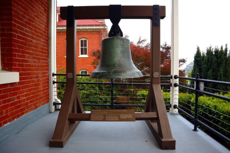 Photo for San Francisco, California - October 24, 2023: Vigilante Bell, used by the Committee of Vigilance of 1856, located in the Presidio National Park site in San Francisco - Royalty Free Image