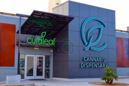 Photo for Las Vegas, Nevada - 7 December 2023: Curaleaf, Medical and Recreational Cannabis dispensary store located at 1736 S Las Vegas Boulevard, Las Vegas, NV - Royalty Free Image