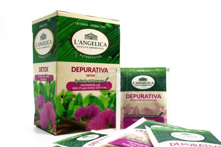 Photo for Rome, Italy - February 17, 2024: Detox Herbal Tea L'Angelica Herborist Institute - Royalty Free Image