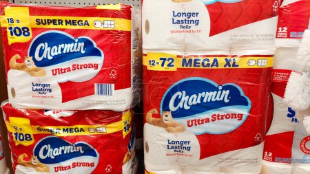 Photo for Los Angeles, California - May 9, 2024: CHARMIN Ultra Strong Rolls Bathroom Tissue on a shelf in a supermarket - Royalty Free Image