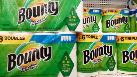 Photo for Los Angeles, California - May 9, 2024: BOUNTY Paper Towels Rolls on a shelf in a supermarket - Royalty Free Image